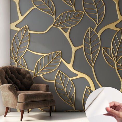 Carta da parati adesiva - fotomurale - facile da applicare - per la soggiorno - camera da letto - Foglie eleganti 250x250 cm