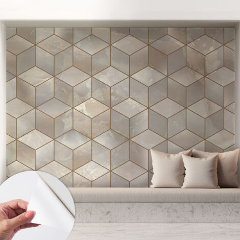 Carta da parati adesiva - fotomurale - facile da applicare - per la soggiorno - camera da letto - Mosaico geometrico 208x146 cm