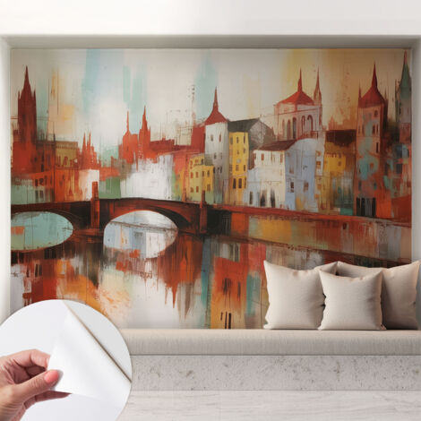 Carta da parati adesiva - fotomurale - facile da applicare - per la soggiorno - camera da letto - Paesaggio urbano 208x146 cm