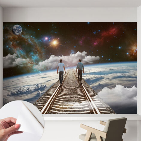 Carta da parati adesiva - fotomurale - facile da applicare - per la soggiorno - camera da letto - Viaggio cosmico 152x104 cm