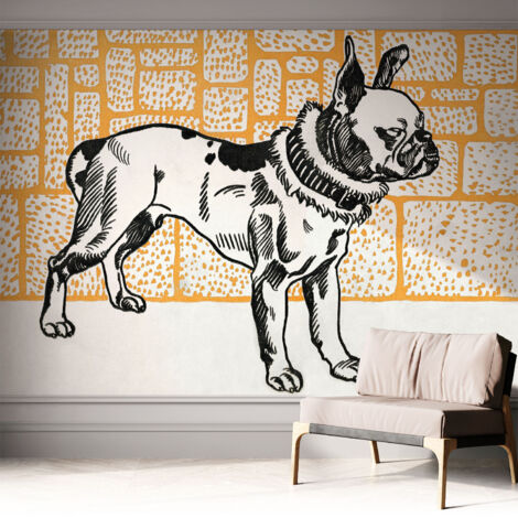 Carta da parati adesiva - lavabile - decorazione murale - per cucina - pellicola decorativa Cane retrò 312x219 cm
