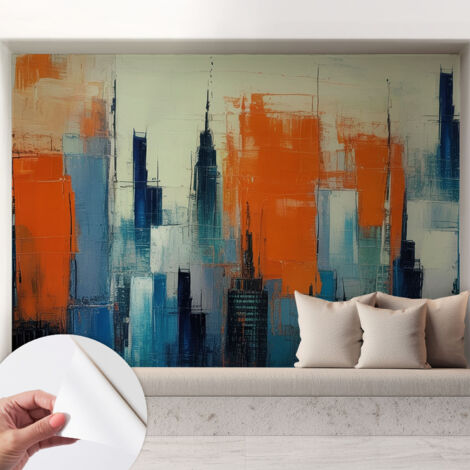 Carta da parati adesiva - lavabile - decorazione murale - per cucina - pellicola decorativa Città astratta 208x146 cm