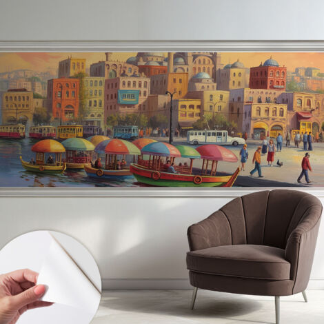Carta da parati adesiva - lavabile - decorazione murale - per cucina - pellicola decorativa Costa urbana 250x104 cm