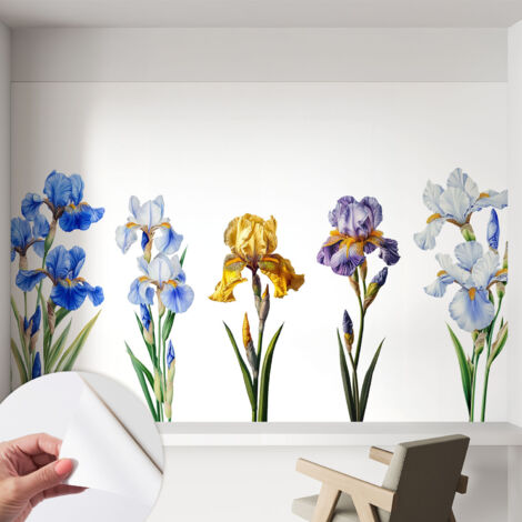 Carta da parati adesiva - lavabile - decorazione murale - per cucina - pellicola decorativa Fiori di iris 152x104 cm