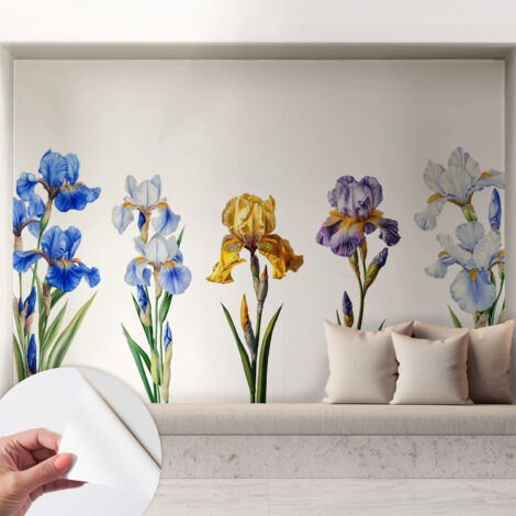 Carta da parati adesiva - lavabile - decorazione murale - per cucina - pellicola decorativa Fiori di iris 208x146 cm