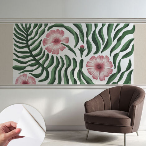 Carta da parati adesiva - lavabile - decorazione murale - per cucina - pellicola decorativa Fiori e foglie 250x104 cm