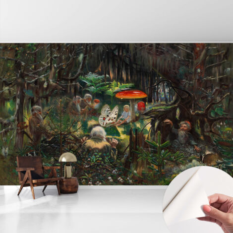 Carta da parati adesiva - lavabile - decorazione murale - per cucina - pellicola decorativa Foresta fiabesca 416x254 cm