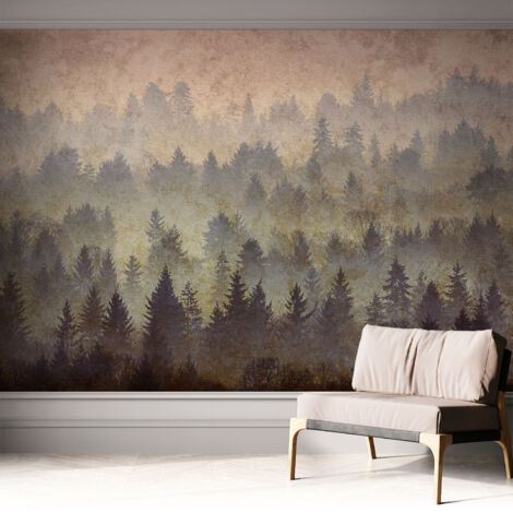 Carta da parati adesiva - lavabile - decorazione murale - per cucina - pellicola decorativa Nebbia nella foresta 312x219 cm