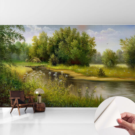 Carta da parati adesiva - lavabile - decorazione murale - per cucina - pellicola decorativa Paesaggio rurale 416x254 cm