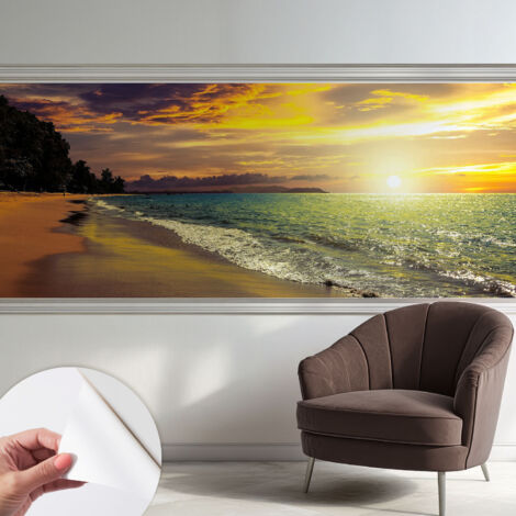 Carta da parati adesiva - lavabile - decorazione murale - per cucina - pellicola decorativa Spiaggia al tramonto 250x104 cm