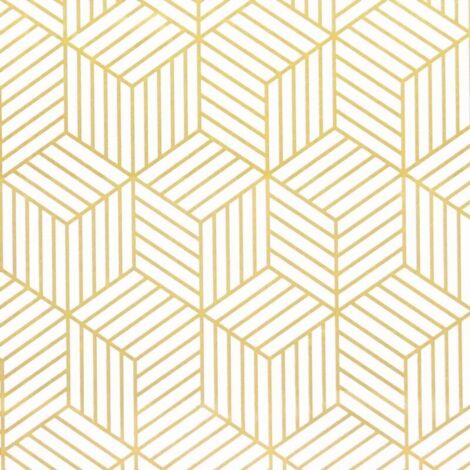 Carta da parati autoadesiva con strisce esagonali geometriche dorate - Carta da parati autoadesiva - Per mobili - Oro e bianco - 45 x 500 cm - Carta da regalo natalizia