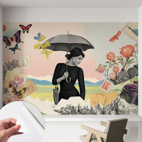 Carta da parati autoadesiva - Fotomurale adesivo - design elegante - stile moderno - Collage romantico 152x104 cm
