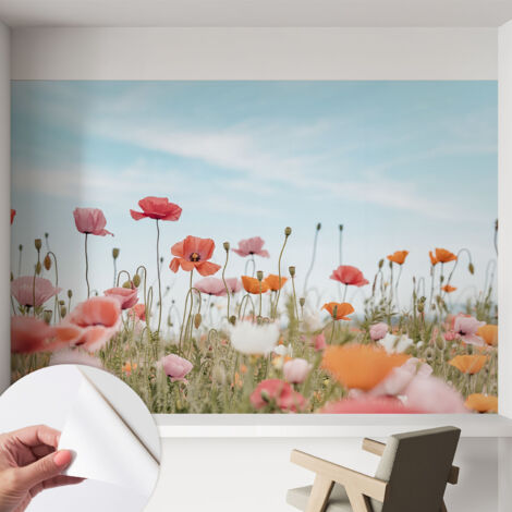 Carta da parati autoadesiva - Fotomurale adesivo - design elegante - stile moderno - Fiori di papavero 152x104 cm