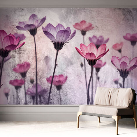 Carta da parati autoadesiva - Fotomurale adesivo - design elegante - stile moderno - Fiori pastello 312x219 cm