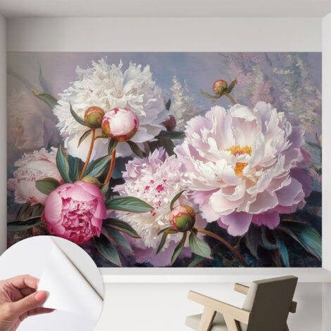 Carta da parati autoadesiva - Fotomurale adesivo - design elegante - stile moderno - Mazzo di peonie 152x104 cm