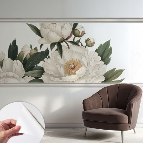 Carta da parati autoadesiva - Fotomurale adesivo - design elegante - stile moderno - Peonie bianche 250x104 cm