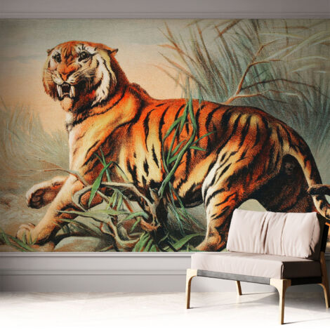 Carta da parati autoadesiva - Fotomurale adesivo - design elegante - stile moderno - Tigre nella natura 312x219 cm