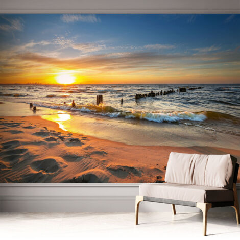Carta da parati autoadesiva - Fotomurale adesivo - design elegante - stile moderno - Tramonto sulla spiaggia 312x219 cm