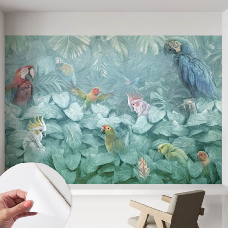 Carta da parati autoadesiva - Fotomurale adesivo - design elegante - stile moderno - Uccelli esotici 152x104 cm