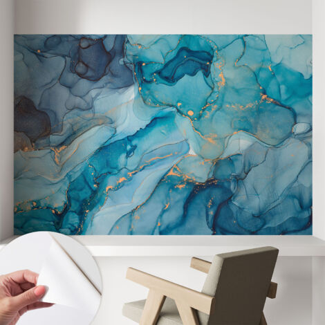 Carta da parati autoadesiva - Fotomurale adesivo - soggiorno moderno - resistente - Astratto blu 104x70 cm