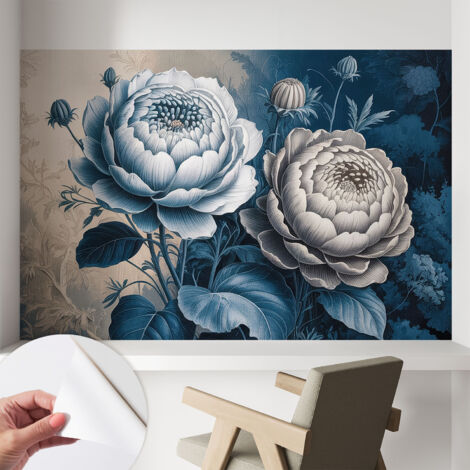 Carta da parati autoadesiva - Fotomurale adesivo - soggiorno moderno - resistente - Fiori romantici 104x70 cm