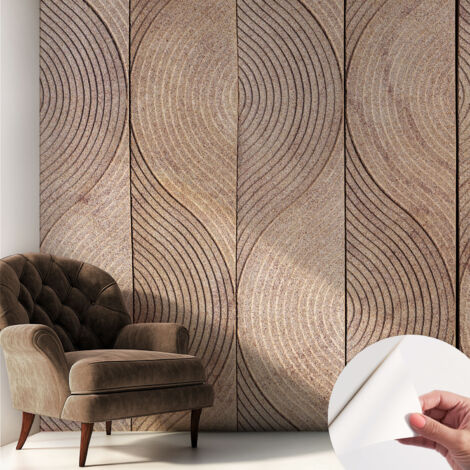 Carta da parati autoadesiva - Fotomurale adesivo - soggiorno moderno - resistente - Onde di legno 250x250 cm