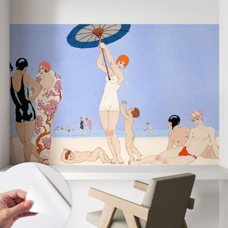 Carta da parati autoadesiva - Fotomurale adesivo - soggiorno moderno - resistente - Spiaggia retrò 104x70 cm