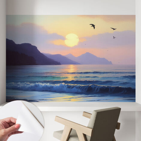 Carta da parati autoadesiva - Fotomurale adesivo - soggiorno moderno - resistente - Tramonto sul mare 104x70 cm