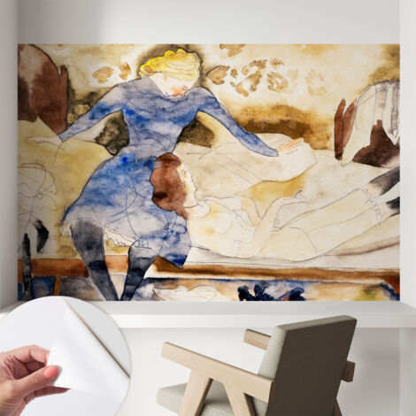 Carta da parati autoadesiva - Fotomurale adesivo - soggiorno moderno - resistente - Tranquillità femminile 104x70 cm