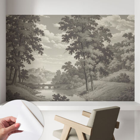 Carta da parati autoadesiva - fotomurale - alta qualità - per la cucina - camera da letto - Castello e ponte 104x70 cm