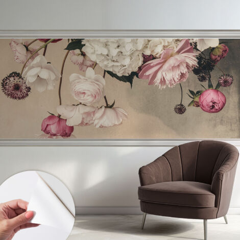 Carta da parati autoadesiva - fotomurale - alta qualità - per la cucina - camera da letto - Fiori romantici 250x104 cm