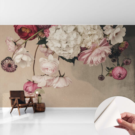 Carta da parati autoadesiva - fotomurale - alta qualità - per la cucina - camera da letto - Fiori romantici 416x254 cm