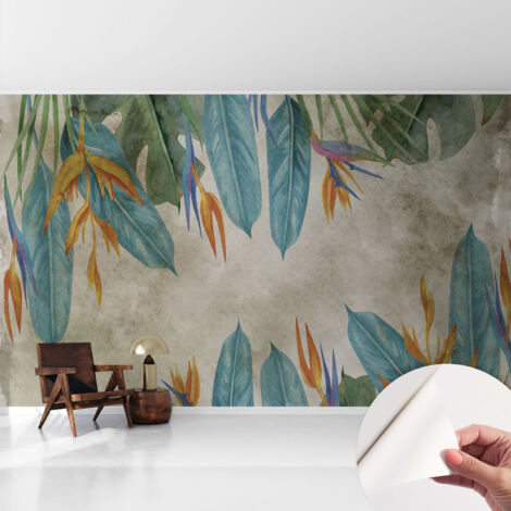 Carta da parati autoadesiva - fotomurale - alta qualità - per la cucina - camera da letto - Fiori tropicali 416x254 cm