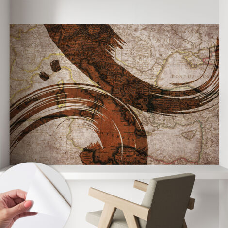 Carta da parati autoadesiva - fotomurale - alta qualità - per la cucina - camera da letto - Mappa artistica 104x70 cm
