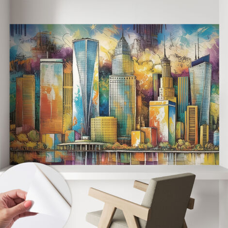 Carta da parati autoadesiva - fotomurale - alta qualità - per la cucina - camera da letto - Panorama urbano 104x70 cm