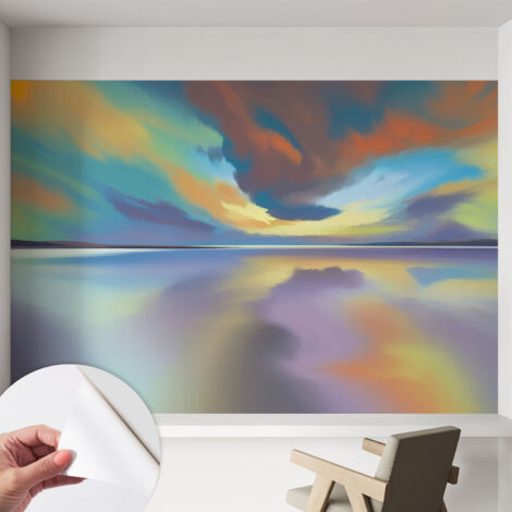 Carta da parati autoadesiva - fotomurale - alta qualità - per la cucina - camera da letto - Tramonto arcobaleno 152x104 cm