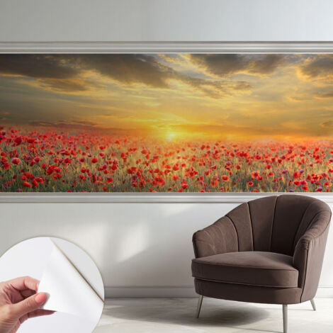 Carta da parati autoadesiva - fotomurale - decorazione parete - murale - adesivo da muro - Campo di papaveri 250x104 cm