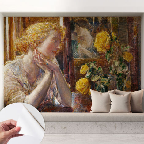 Carta da parati autoadesiva - fotomurale - decorazione parete - murale - adesivo da muro - Donna con rose 208x146 cm
