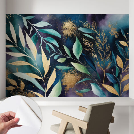 Carta da parati autoadesiva - fotomurale - decorazione parete - murale - adesivo da muro - Foglie botaniche 104x70 cm