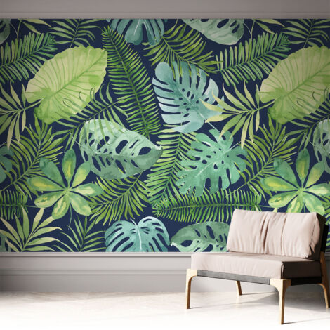 Carta da parati autoadesiva - fotomurale - decorazione parete - murale - adesivo da muro - Foglie tropicali 312x219 cm
