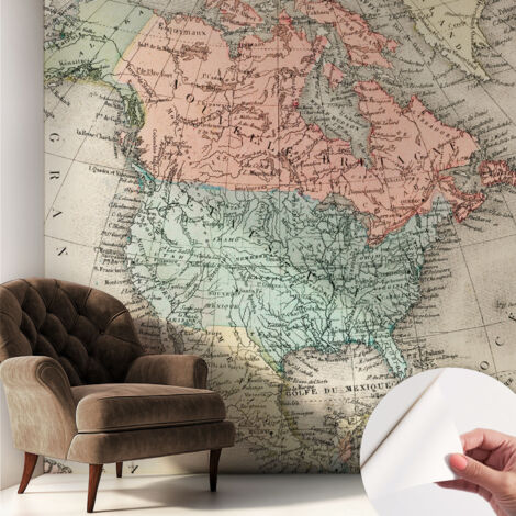 Carta da parati autoadesiva - fotomurale - decorazione parete - murale - adesivo da muro - Mappa storica 250x250 cm