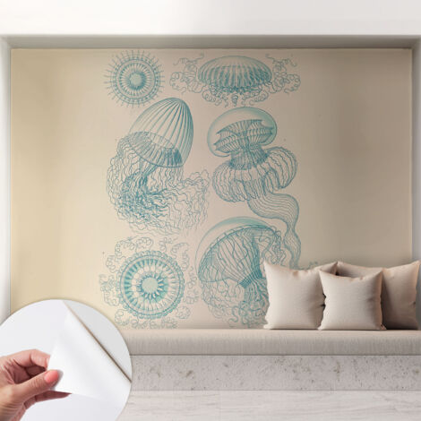 Carta da parati autoadesiva - fotomurale - decorazione parete - murale - adesivo da muro - Meduse marine 208x146 cm