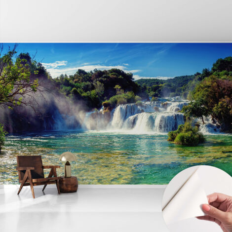 Carta da parati autoadesiva - fotomurale - decorazione parete - murale - adesivo da muro - Paesaggio con cascata 416x254 cm