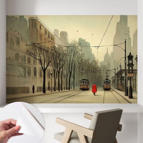 Carta da parati autoadesiva - fotomurale - decorazione parete - murale - adesivo da muro - Simmetria urbana 104x70 cm
