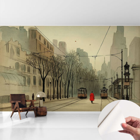 Carta da parati autoadesiva - fotomurale - decorazione parete - murale - adesivo da muro - Simmetria urbana 416x254 cm