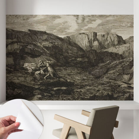 Carta da parati autoadesiva - fotomurale - decorazione parete - murale - adesivo da muro - Viaggio in montagna 104x70 cm