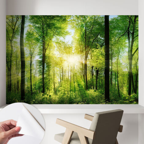Carta da parati autoadesiva - fotomurale - decorazione parete - stile elegante - decorazione casa - Armonia boschiva 104x70 cm