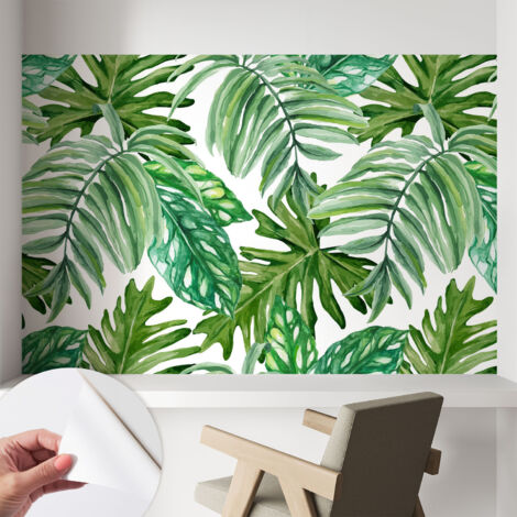 Carta da parati autoadesiva - fotomurale - decorazione parete - stile elegante - decorazione casa - Foglie esotiche 104x70 cm