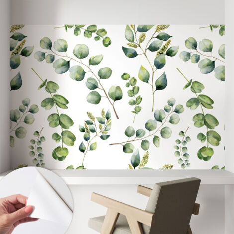 Carta da parati autoadesiva - fotomurale - decorazione parete - stile elegante - decorazione casa - Foglie verdi 104x70 cm