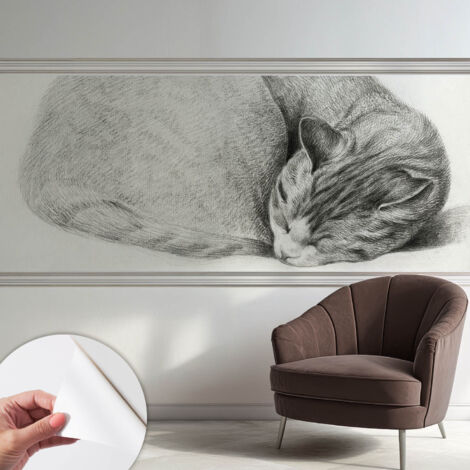 Carta da parati autoadesiva - fotomurale - decorazione parete - stile elegante - decorazione casa - Gatto raggomitolato 250x104 cm